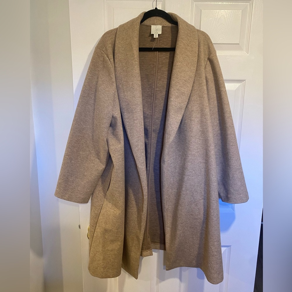 Joie Plus Size 3X Camel Open Front Coatigan – Soft Knit Longline Jacket